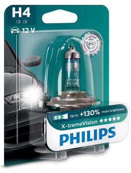 Philips H4 12V Scheinwerferbirne 60/55W P43t X-treme Vision +130% 1st. Blister(1